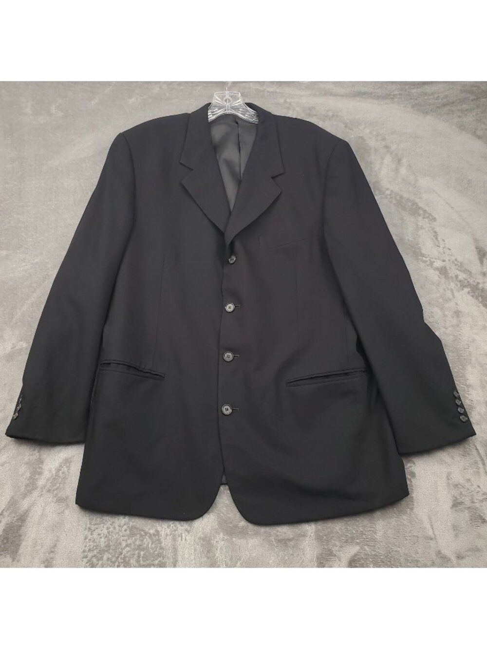Biella Sport Coat Blazer Mens 42 R Black Pure Wool 4 Button Ventless Lined Dark